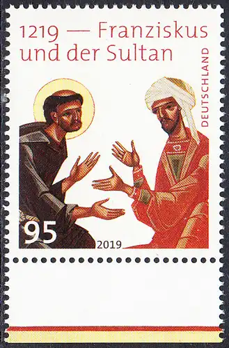 BUND 2019 Michel-Nummer 3498 postfrisch EINZELMARKE RAND unten 