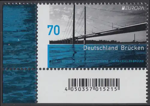 BUND 2018 Michel-Nummer 3383 postfrisch EINZELMARKE ECKRAND unten links