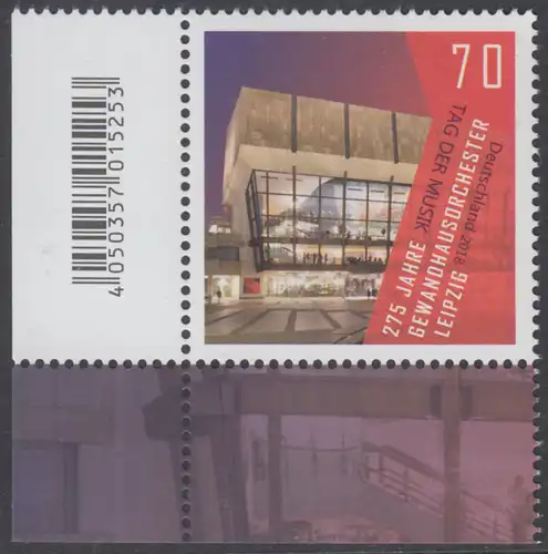 BUND 2018 Michel-Nummer 3385 postfrisch EINZELMARKE ECKRAND unten links