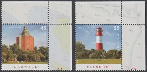 BUND 2010 Michel-Nummer 2800-2801 postfrisch SATZ(2) EINZELMARKEN ECKRÄNDER oben rechts