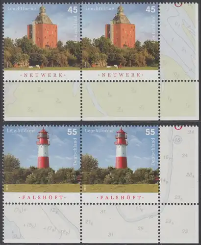 BUND 2010 Michel-Nummer 2800-2801 postfrisch SATZ(2) horiz.PAARE ECKRÄNDER unten rechts