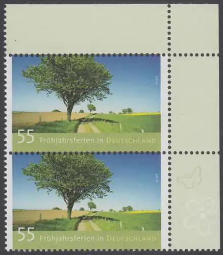 BUND 2012 Michel-Nummer 2917 postfrisch vert.PAAR ECKRAND oben rechts