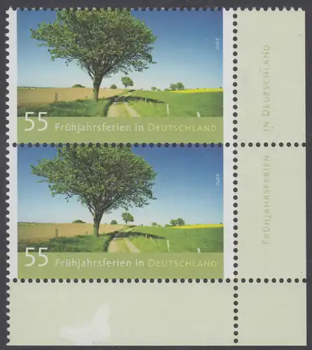 BUND 2012 Michel-Nummer 2917 postfrisch vert.PAAR ECKRAND unten rechts