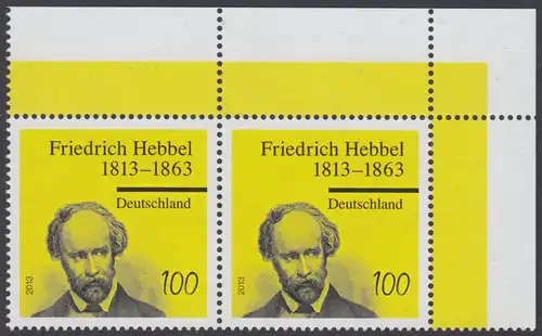 BUND 2013 Michel-Nummer 2990 postfrisch horiz.PAAR ECKRAND oben rechts