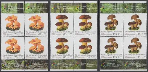 BUND 2018 Michel-Nummer 3407-3409 postfrisch SATZ(3) BLÖCKE RÄNDER oben/unten