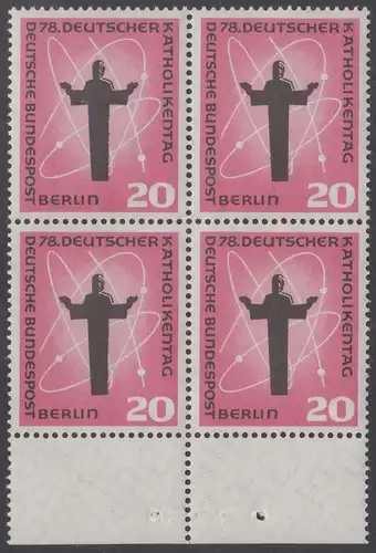 BERLIN 1958 Michel-Nummer 180 postfrisch BLOCK RÄNDER unten - Deutscher Katholikentag, Berlin