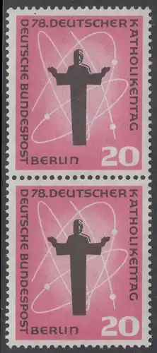 BERLIN 1958 Michel-Nummer 180 postfrisch vert.PAAR - Deutscher Katholikentag, Berlin