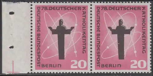 BERLIN 1958 Michel-Nummer 180 postfrisch horiz.PAAR RAND links - Deutscher Katholikentag, Berlin