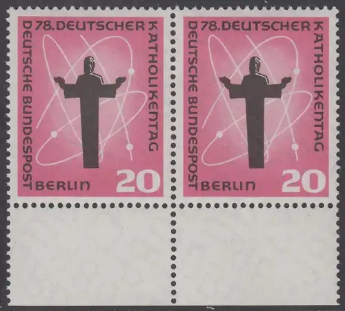 BERLIN 1958 Michel-Nummer 180 postfrisch horiz.PAAR RÄNDER unten - Deutscher Katholikentag, Berlin