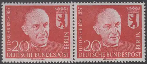 BERLIN 1958 Michel-Nummer 181 postfrisch horiz.PAAR - Prof. Otto Suhr, Politiker