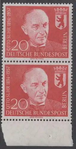BERLIN 1958 Michel-Nummer 181 postfrisch vert.PAAR RAND unten - Deutscher Katholikentag, Berlin