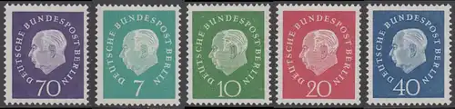 BERLIN 1959 Michel-Nummer 182-186 postfrisch SATZ(5) EINZELMARKEN - Bundespräsident Theodor Heuss