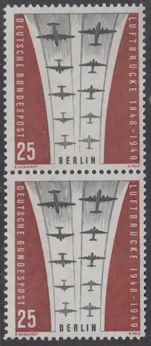 BERLIN 1959 Michel-Nummer 188 postfrisch vert.PAAR - Berliner Luftbrücke