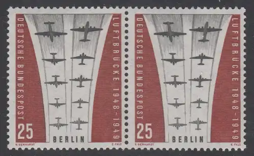BERLIN 1959 Michel-Nummer 188 postfrisch horiz.PAAR - Berliner Luftbrücke