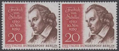 BERLIN 1959 Michel-Nummer 190 postfrisch horiz.PAAR - Friedrich von Schiller, Dichter