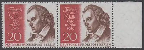 BERLIN 1959 Michel-Nummer 190 postfrisch horiz.PAAR RAND rechts - Friedrich von Schiller, Dichter