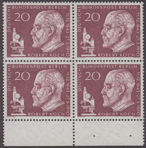 BERLIN 1960 Michel-Nummer 191 postfrisch BLOCK Ränder unten - Todestag von Robert Koch