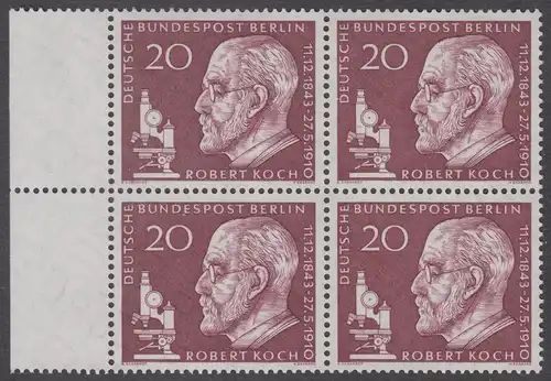 BERLIN 1960 Michel-Nummer 191 postfrisch BLOCK Ränder links - Todestag von Robert Koch