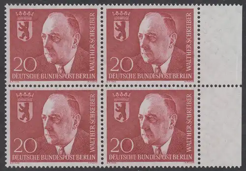 BERLIN 1960 Michel-Nummer 192 postfrisch BLOCK RÄNDER rechts - Todestag von Walther Schreiber, Politiker