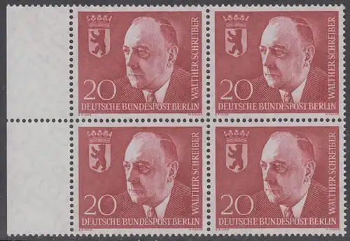 BERLIN 1960 Michel-Nummer 192 postfrisch BLOCK RÄNDER links - Todestag von Walther Schreiber, Politiker