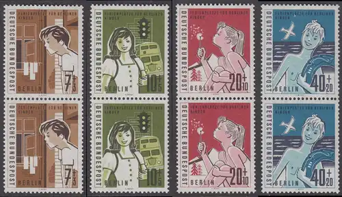BERLIN 1960 Michel-Nummer 193-196 postfrisch SATZ(4) vert.PAARE - Hilfswerk Berlin: Ferienplätze für Berliner Kinder