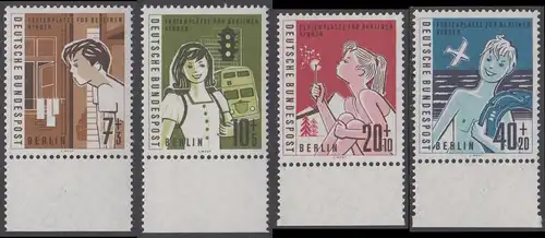 BERLIN 1960 Michel-Nummer 193-196 postfrisch SATZ(4) EINZELMARKEN Ränder unten - Hilfswerk Berlin: Ferienplätze für Berliner Kinder