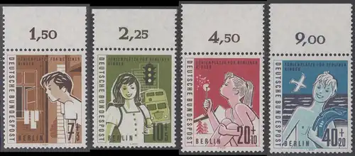 BERLIN 1960 Michel-Nummer 193-196 postfrisch SATZ(4) EINZELMARKEN Ränder oben (b) - Hilfswerk Berlin: Ferienplätze für Berliner Kinder