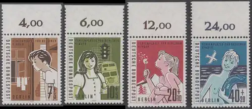 BERLIN 1960 Michel-Nummer 193-196 postfrisch SATZ(4) EINZELMARKEN Ränder oben (g) - Hilfswerk Berlin: Ferienplätze für Berliner Kinder