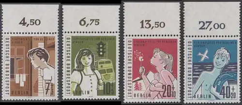 BERLIN 1960 Michel-Nummer 193-196 postfrisch SATZ(4) EINZELMARKEN Ränder oben (k) - Hilfswerk Berlin: Ferienplätze für Berliner Kinder