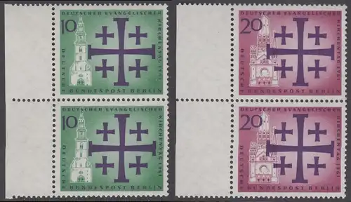 BERLIN 1961 Michel-Nummer 215-216 postfrisch SATZ(2) vert.PAARE RÄNDER links - Deutscher Evangelischer Kirchentag, Berlin