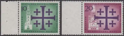 BERLIN 1961 Michel-Nummer 215-216 postfrisch SATZ(2) EINZELMARKEN RÄNDER links - Deutscher Evangelischer Kirchentag, Berlin
