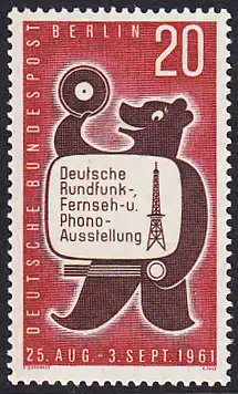 BERLIN 1961 Michel-Nummer 217 postfrisch EINZELMARKE - Deutsche Rundfunk-, Fernseh- und Phono-Ausstellung, Berlin