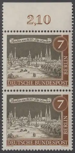 BERLIN 1962 Michel-Nummer 218 postfrisch vert.PAAR RAND oben - Alt-Berlin: Die Linden