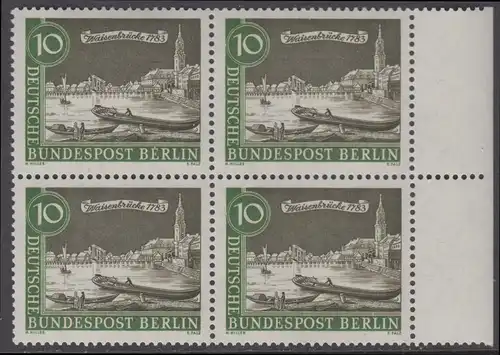 BERLIN 1962 Michel-Nummer 219 postfrisch BLOCK RÄNDER rechts - Alt-Berlin: Waisenbrücke