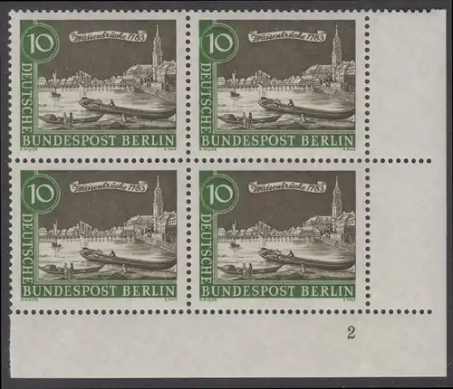 BERLIN 1962 Michel-Nummer 219 postfrisch BLOCK ECKRAND unten rechts m/ Formnummer - Alt-Berlin: Waisenbrücke
