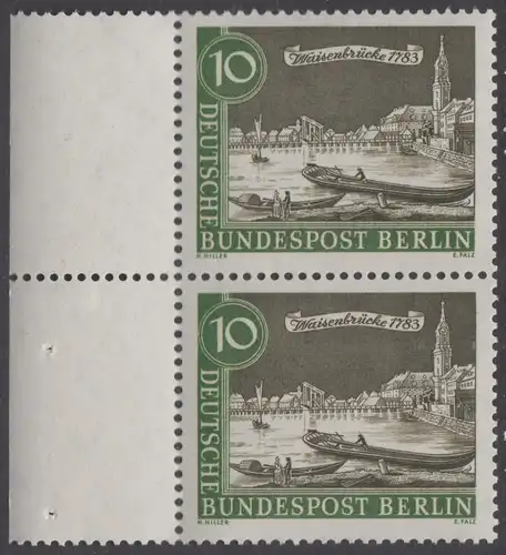 BERLIN 1962 Michel-Nummer 219 postfrisch vert.PAAR RAND links - Alt-Berlin: Waisenbrücke