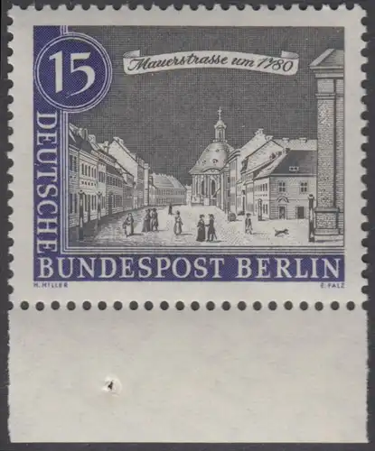 BERLIN 1962 Michel-Nummer 220 postfrisch EINZELMARKE RAND unten - Alt-Berlin: Mauerstraße