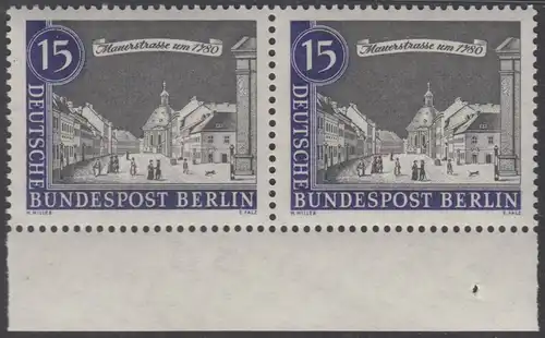 BERLIN 1962 Michel-Nummer 220 postfrisch horiz.PAAR RÄNDER unten - Alt-Berlin: Mauerstraße