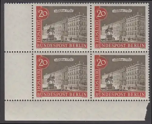 BERLIN 1962 Michel-Nummer 221 postfrisch BLOCK ECKRAND unten links - Alt-Berlin: Berliner Schloss