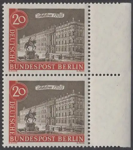 BERLIN 1962 Michel-Nummer 221 postfrisch vert.PAAR RÄNDER rechts - Alt-Berlin: Berliner Schloss