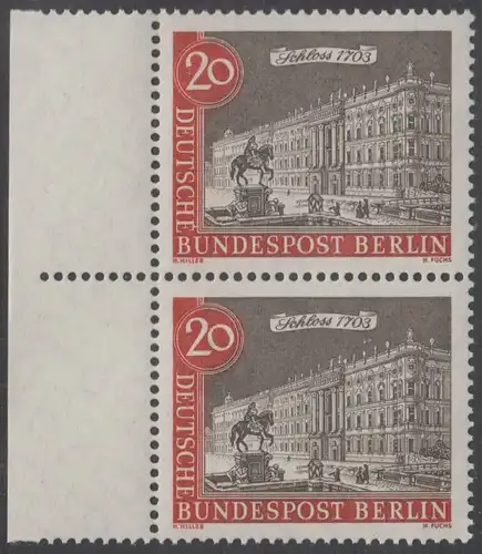 BERLIN 1962 Michel-Nummer 221 postfrisch vert.PAAR RÄNDER links - Alt-Berlin: Berliner Schloss