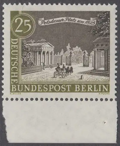 BERLIN 1962 Michel-Nummer 222 postfrisch EINZELMARKE RAND unten - Alt-Berlin: Potsdamer Platz