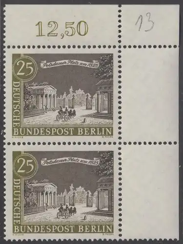 BERLIN 1962 Michel-Nummer 222 postfrisch vert.PAAR ECKRAND oben rechts - Alt-Berlin: Potsdamer Platz