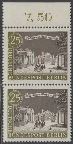 BERLIN 1962 Michel-Nummer 222 postfrisch vert.PAAR RAND oben (b) - Alt-Berlin: Potsdamer Platz