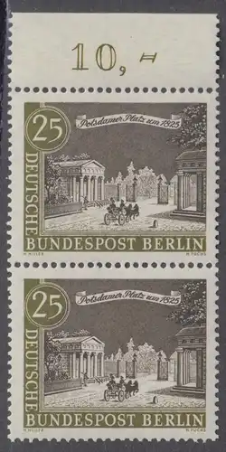 BERLIN 1962 Michel-Nummer 222 postfrisch vert.PAAR RAND oben (c) - Alt-Berlin: Potsdamer Platz