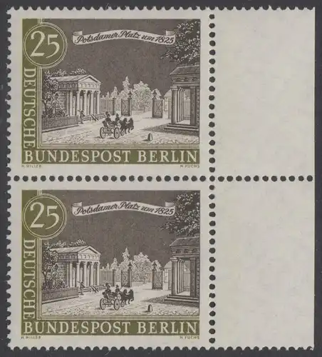 BERLIN 1962 Michel-Nummer 222 postfrisch vert.PAAR RAND rechts - Alt-Berlin: Potsdamer Platz