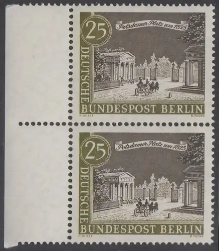 BERLIN 1962 Michel-Nummer 222 postfrisch vert.PAAR RAND links - Alt-Berlin: Potsdamer Platz