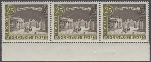 BERLIN 1962 Michel-Nummer 222 postfrisch horiz.STRIP(3) RÄNDER unten - Alt-Berlin: Potsdamer Platz