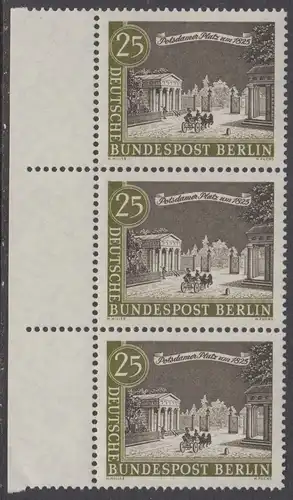 BERLIN 1962 Michel-Nummer 222 postfrisch vert.STRIP(3) RÄNDER links - Alt-Berlin: Potsdamer Platz