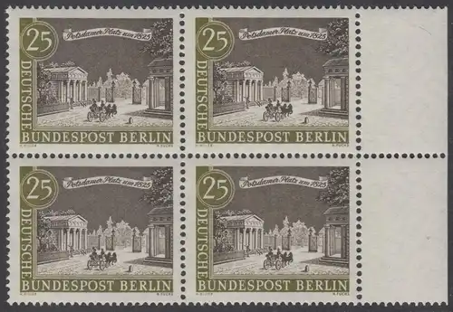 BERLIN 1962 Michel-Nummer 222 postfrisch BLOCK RÄNDER rechts - Alt-Berlin: Potsdamer Platz